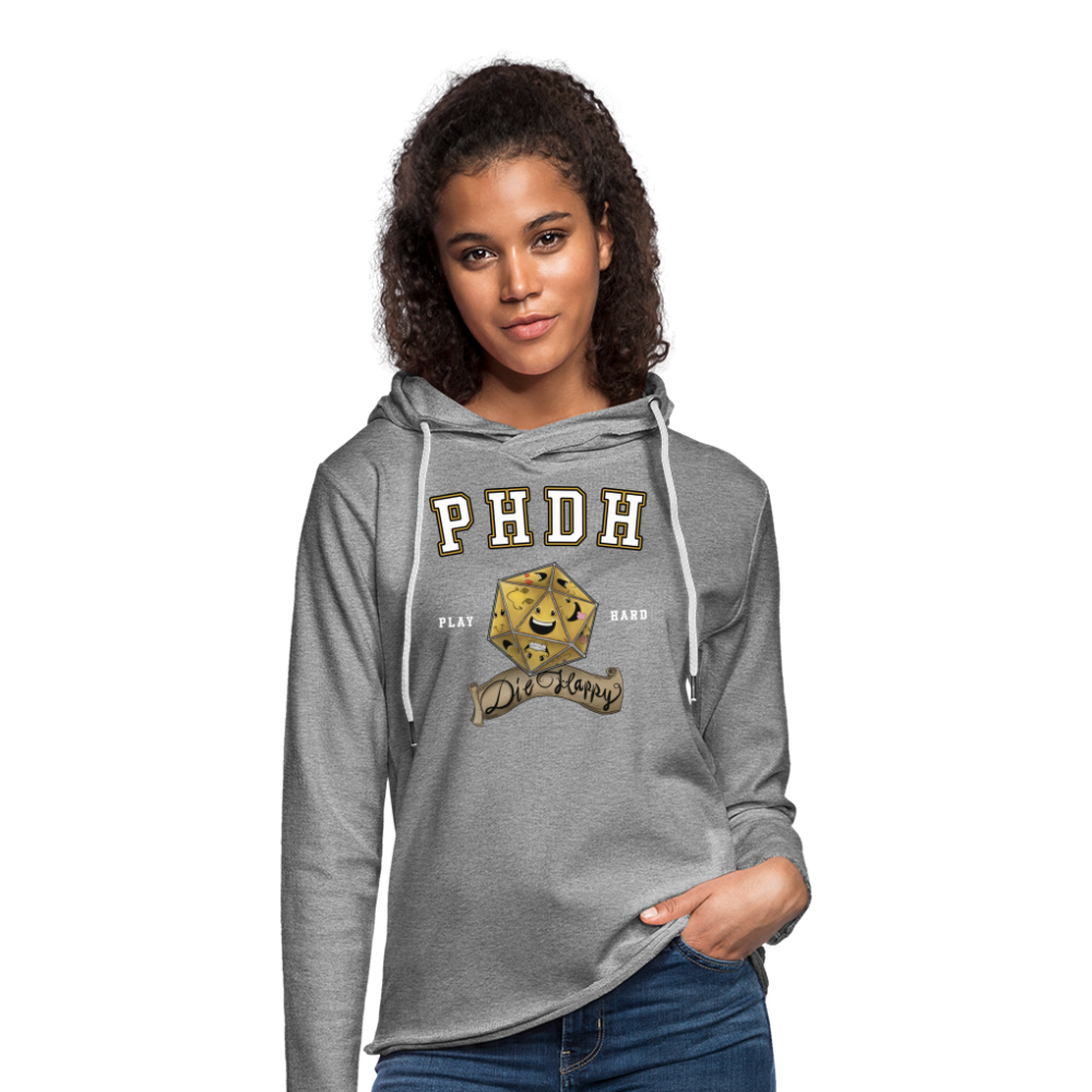 Play Hard U Unisex Lightweight Terry Hoodie by Die Happy Games™ - heather gray