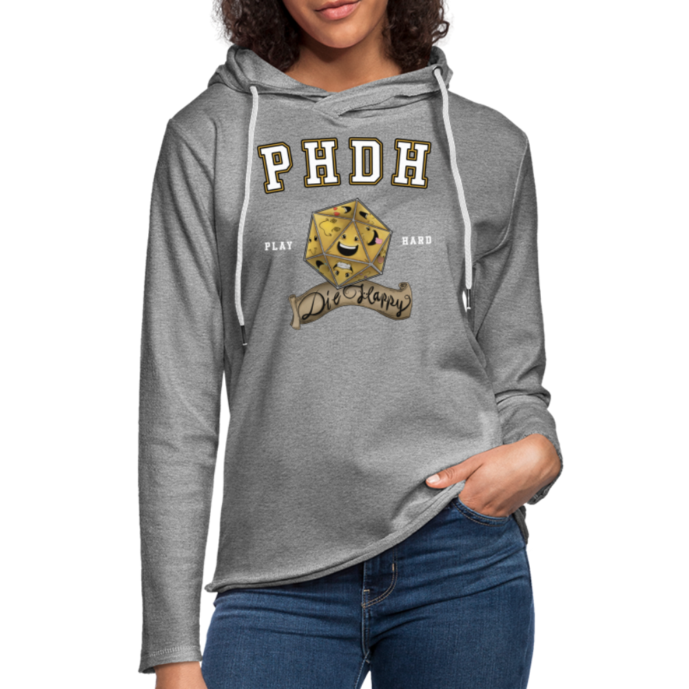 Play Hard U Unisex Lightweight Terry Hoodie by Die Happy Games™ - heather gray