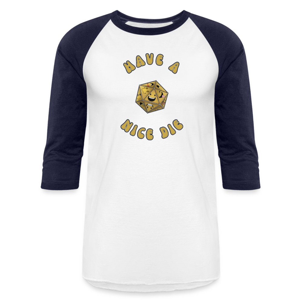 Have A Nice Die Unisex Baseball T-Shirt by Die Happy Games™ - white/navy