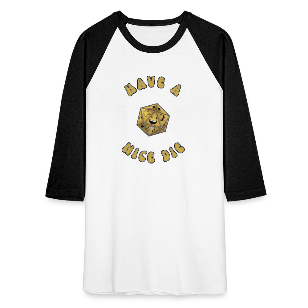 Have A Nice Die Unisex Baseball T-Shirt by Die Happy Games™ - white/black
