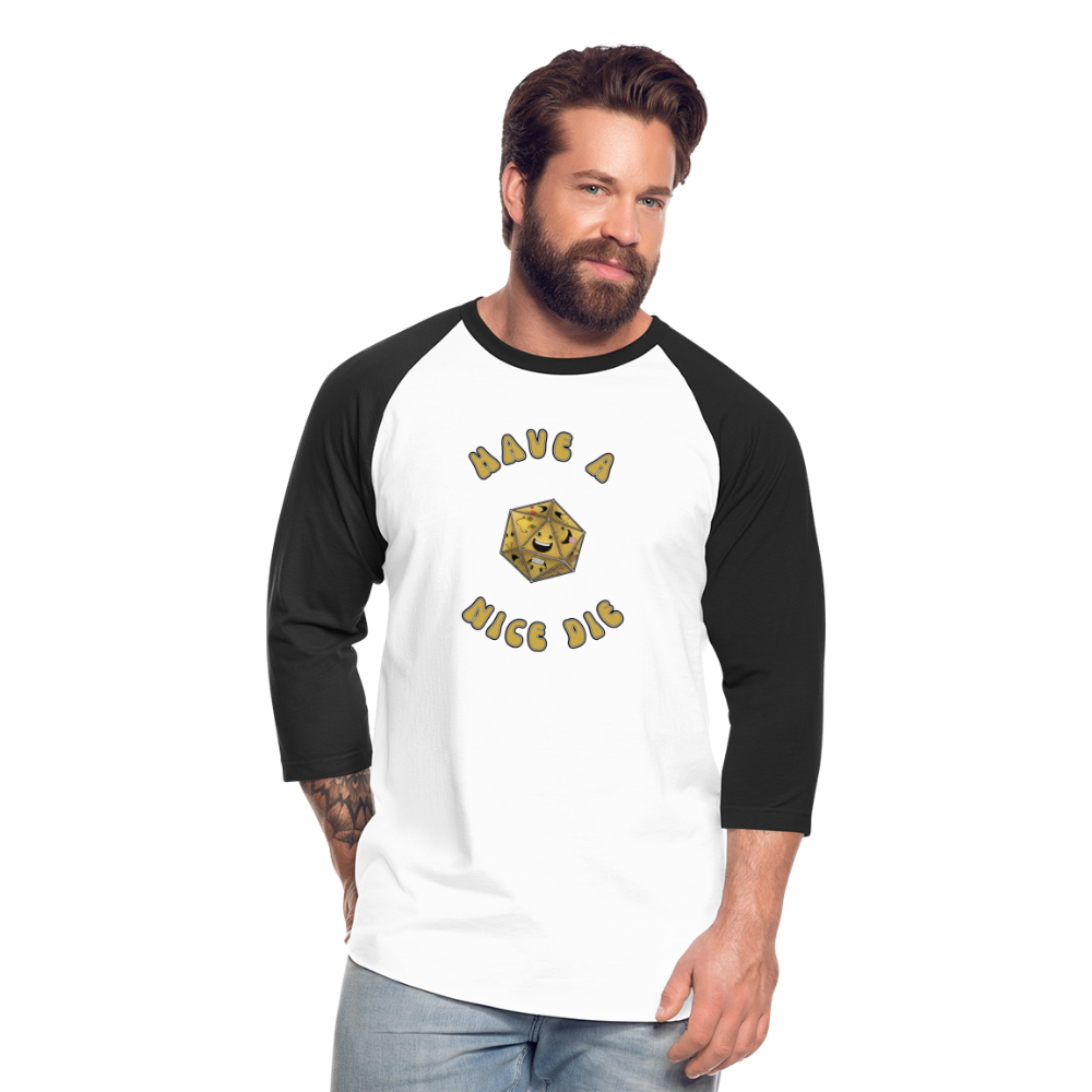 Have A Nice Die Unisex Baseball T-Shirt by Die Happy Games™ - white/black