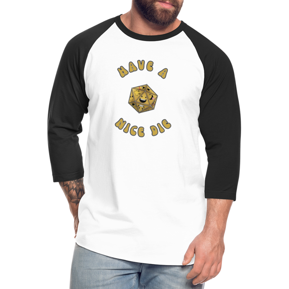 Have A Nice Die Unisex Baseball T-Shirt by Die Happy Games™ - white/black