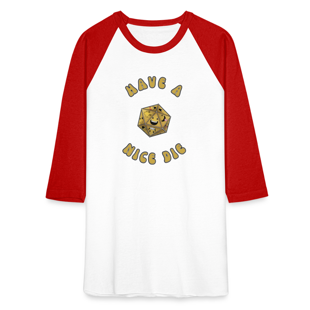Have A Nice Die Unisex Baseball T-Shirt by Die Happy Games™ - white/red