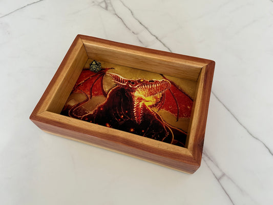 Dragon in Cedar Handcrafted Dice Tray