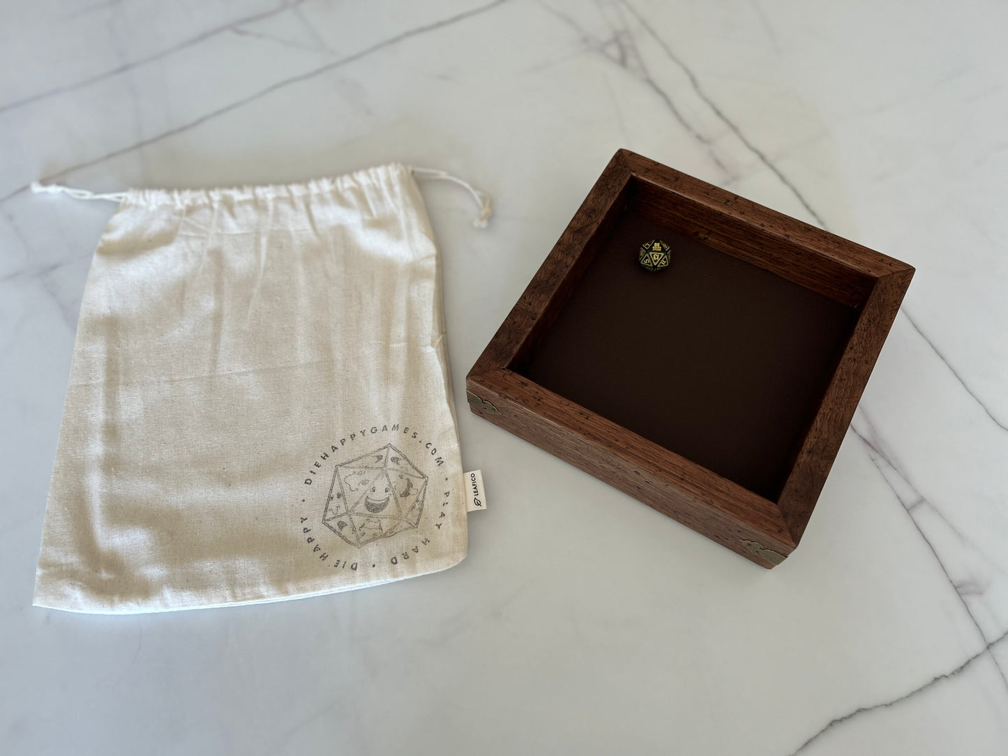 Distressed Walnut Handcrafted Dice Tray