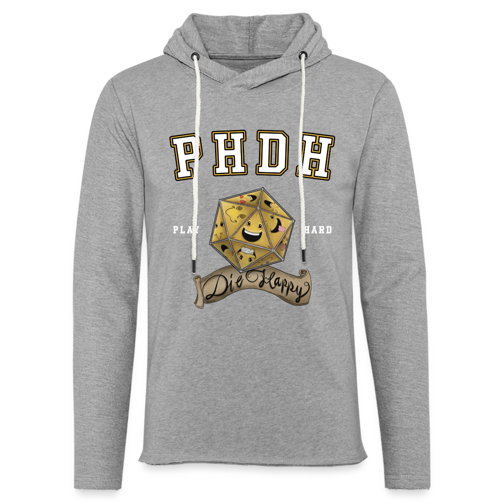 Play Hard U Unisex Lightweight Terry Hoodie by Die Happy Games™ - heather gray